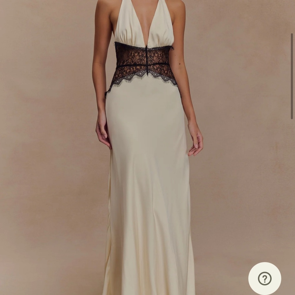 NWT Meshki white and black lace halter maxi dress